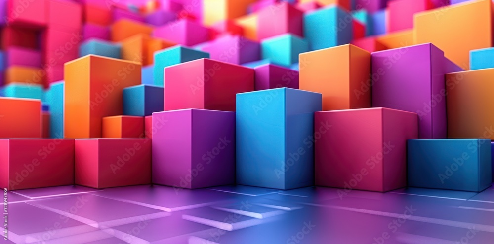 Abstract Colorful 3D Blocks Abstract Colorful 3D Blocks
