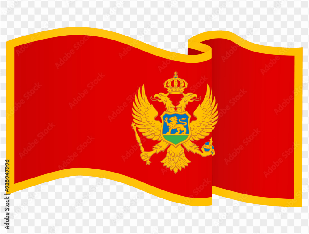 Montenegro flag wave isolated on png or transparent background vector illustration. Montenegro flag wave isolated on png or transparent background vector illustration.