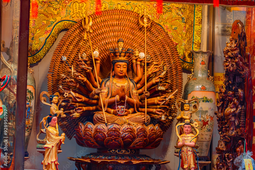 Fototapeta premium Thepprathanphon Monastery (Khao Samo Klang) - Phitsanulok: 10 August 2024, the atmosphere inside the shrine and the Doi Suthep 2 viewpoint can see the surrounding scenery, Wang Thong area, Thailand.