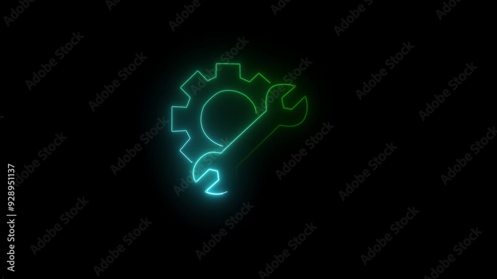 neon Gear Setting Icon: Modern Flat Design with white Colors for Web and Mobile Applications neon Gear Setting Icon: Modern Flat Design with white Colors for Web and Mobile Applications