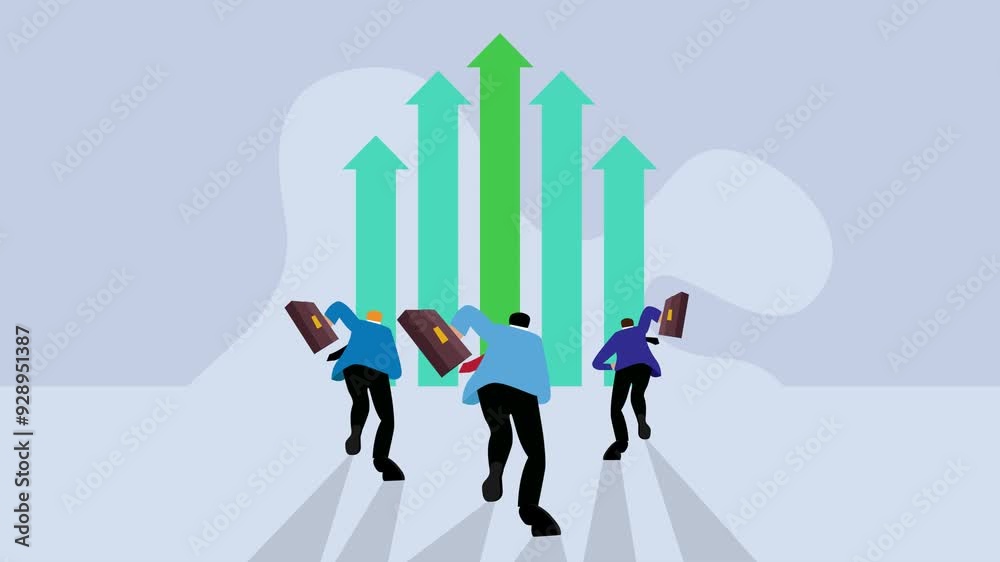 Businessman running to reach target cartoon animation Businessman running to reach target cartoon animation