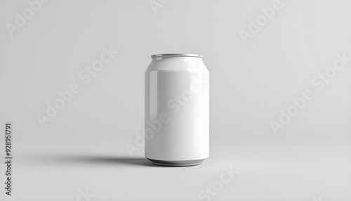 White Aluminum Can with Silver Top on a White Background