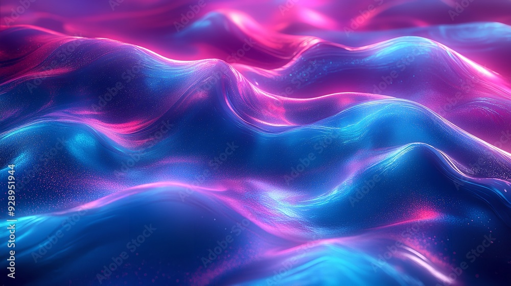 Fototapeta premium Colorful holographic neon fluid illustration waves background, walpapper