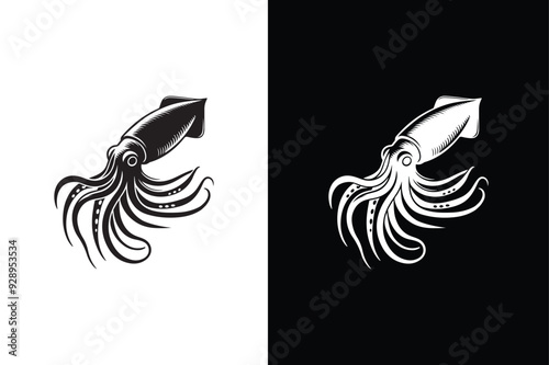 Squid logo vector illustration design on white background.