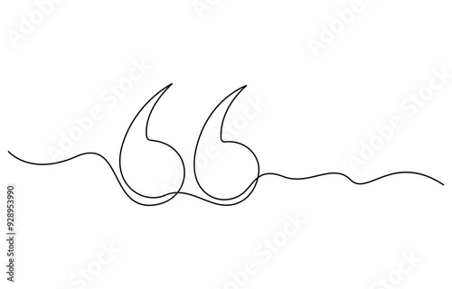 quote mark icon symbol one line drawing, Single continuous line drawing of a quote mark
