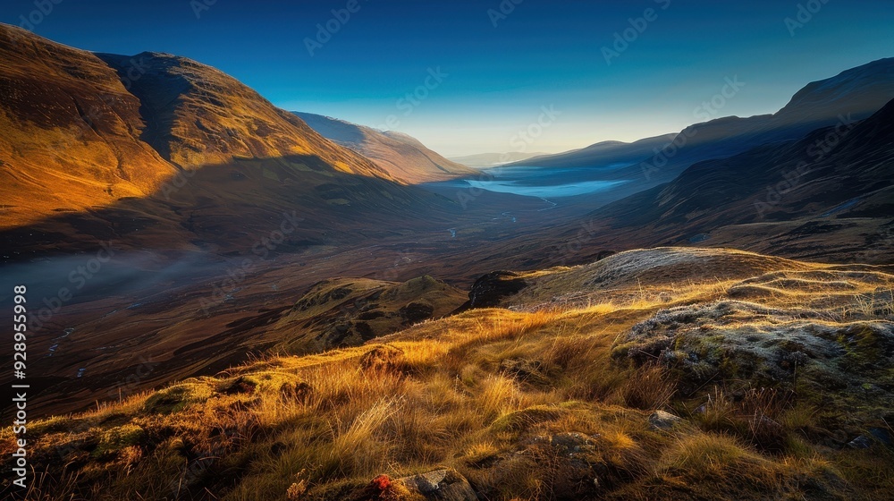 Majestic Scottish Highlands Glow at Golden Hour - Ideal for Outdoor Adventure Promotions Majestic Scottish Highlands Glow at Golden Hour - Ideal for Outdoor Adventure Promotions