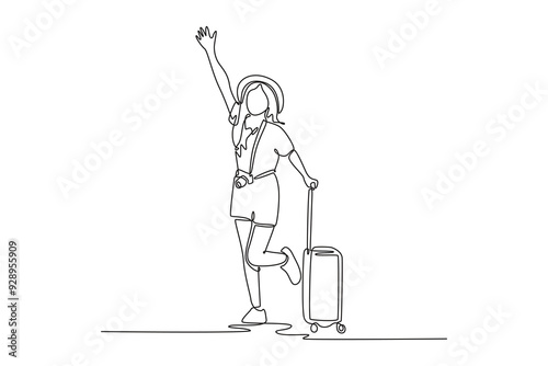 Traveling activity concept.. Single line draw design vector graphic illustration.