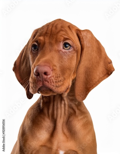 Wallpaper Mural ショートヘアード・ハンガリアン・ビズラの子犬のポートレート（Shorthaired Hungarian Vizsla puppy portrait on white background）
 Torontodigital.ca