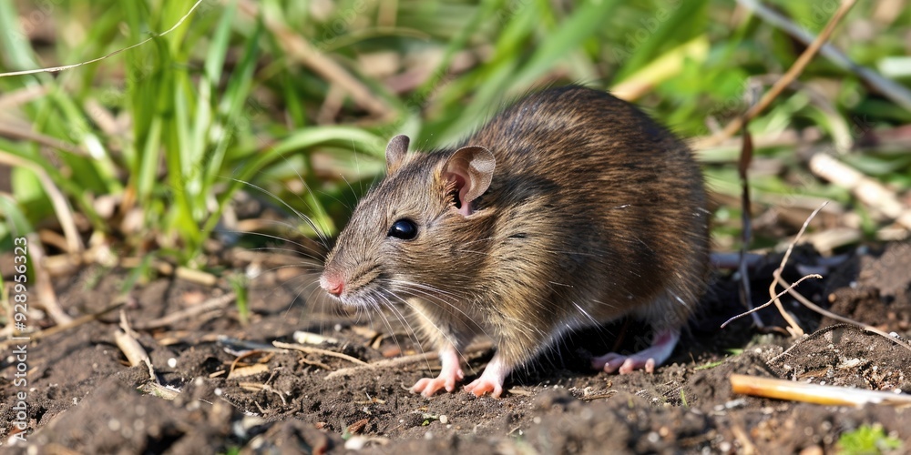 A brown rat perishing in the field A brown rat perishing in the field