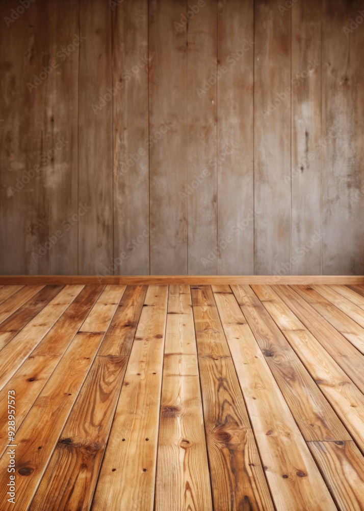 Naklejka premium Rustic wooden floor with a warm natural tone