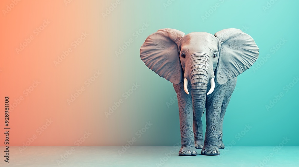 Elephant Standing on a Gradient Background. Elephant Standing on a Gradient Background.