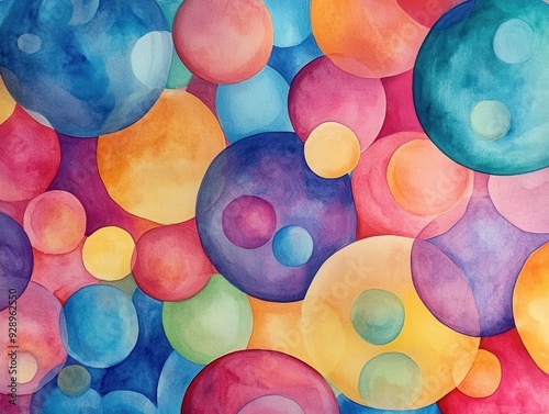 A painting of many different colored circles