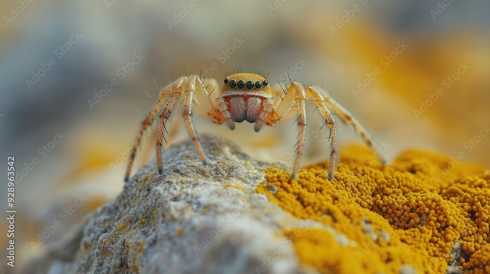 Close-up of a Yellow Jumping Spider Close-up of a Yellow Jumping Spider