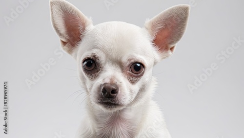 Fawn smooth coat chihuahua dog on grey background