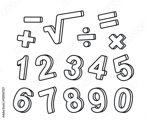 Hand-Drawn Numbers And Mathematical Symbols Perfect For Educational Materials And Learning Resources