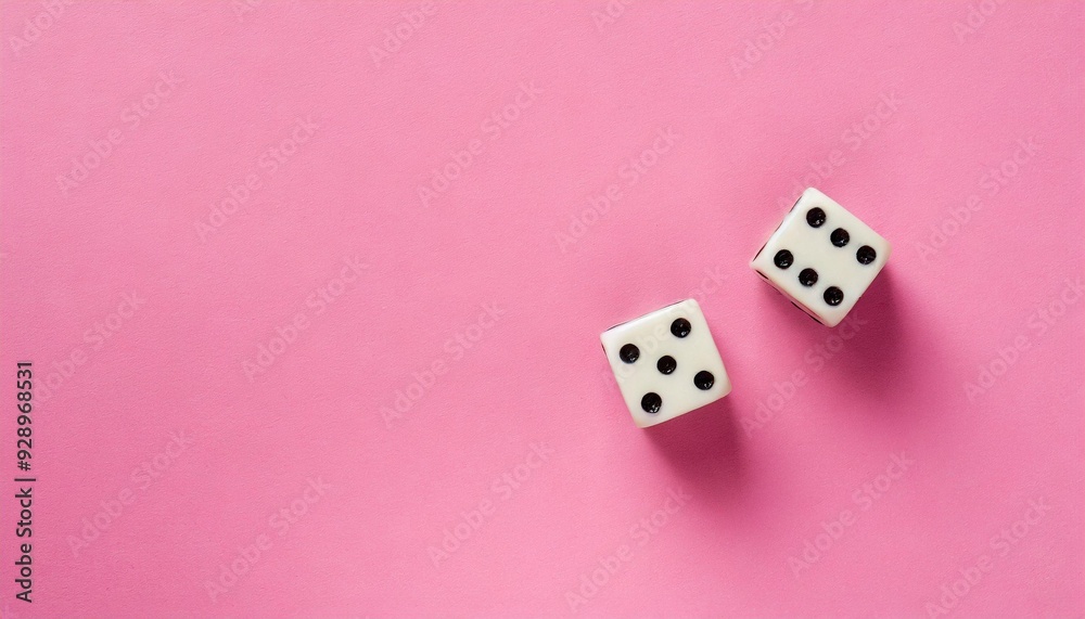 Two dice on a pink backgroun Two dice on a pink backgroun