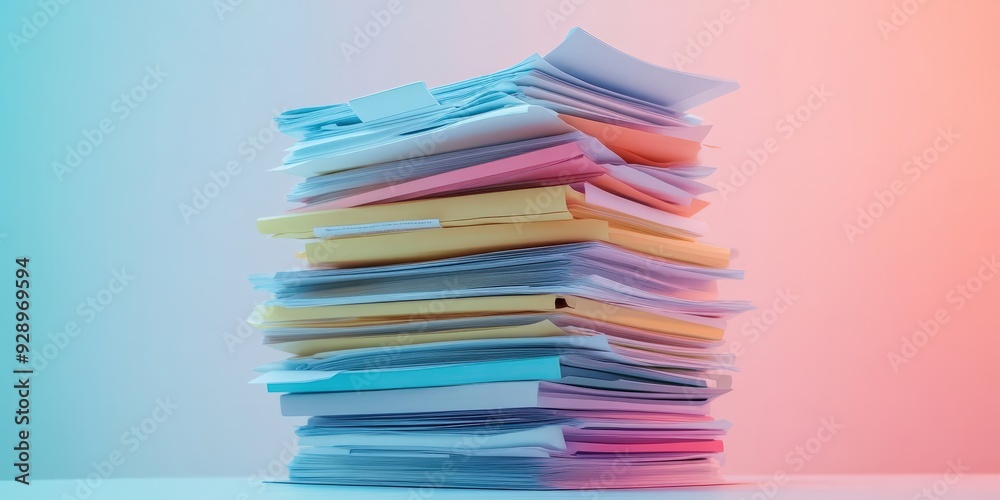 A stack of colorful office documents,A stack of colorful and neatly organized documents, A stack of colorful office documents,A stack of colorful and neatly organized documents,