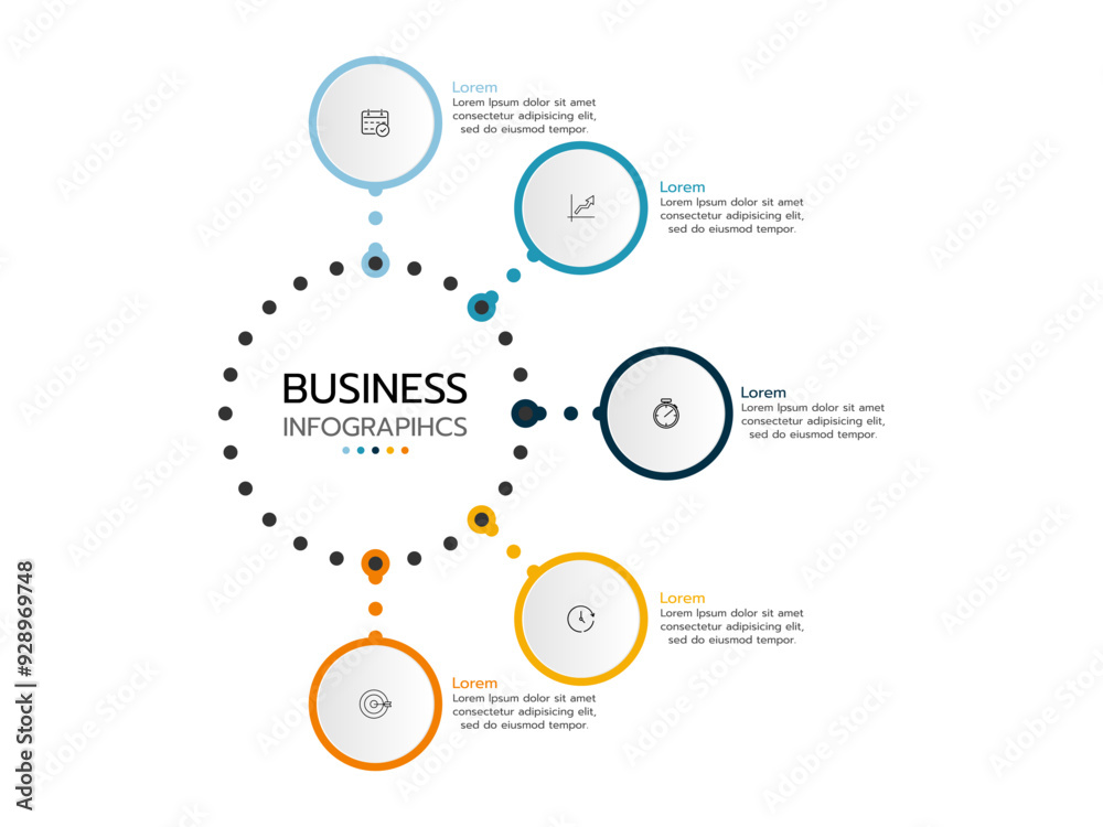 Business infographic template. concept half cycle with 5 options or steps. Business infographic template. concept half cycle with 5 options or steps.