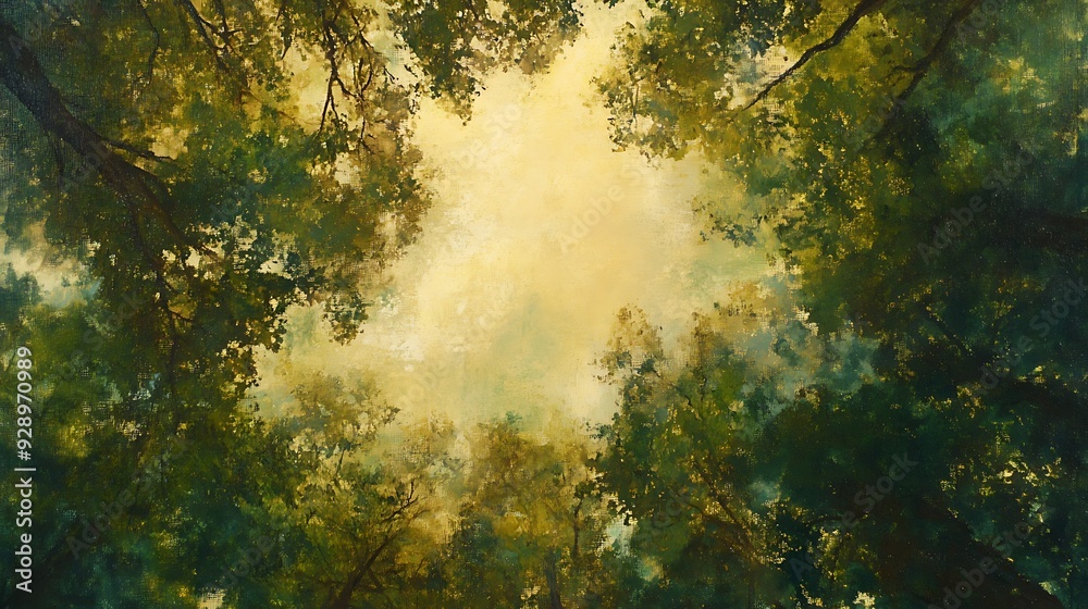 Tranquil Forest Canopy: Minimalist Abstract Painting in Dappled Light Tranquil Forest Canopy: Minimalist Abstract Painting in Dappled Light