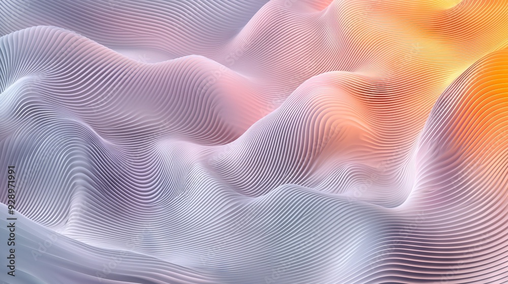 An image of wavy lines in orange, yellow, blue, and white, with an orange center at the center of the image An image of wavy lines in orange, yellow, blue, and white, with an orange center at the center of the image
