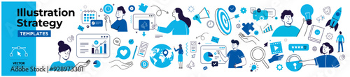 Best illustration strategy: Marketing, SEO, Innovate, teamwork, ...