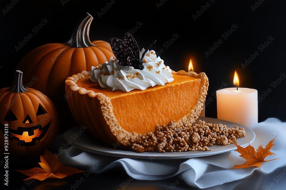 Obraz premium A watercolor painting capturing the rich flavors of Halloween pumpkin dishes