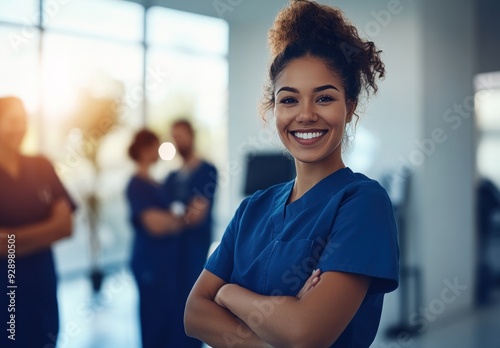 Happy healthcare professional with supportive team Free Download Happy healthcare professional with supportive team - GFXLoad