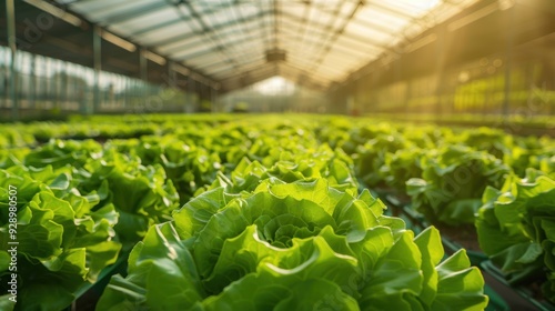 The greenhouse lettuce cultivation photo