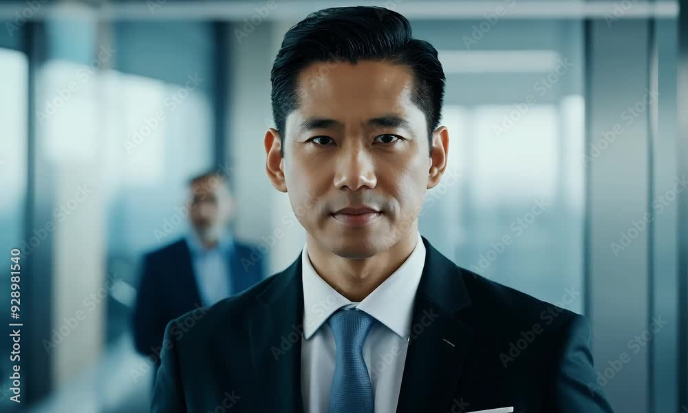 Confident Asian Business Leader in Corporate Setting Confident Asian Business Leader in Corporate Setting