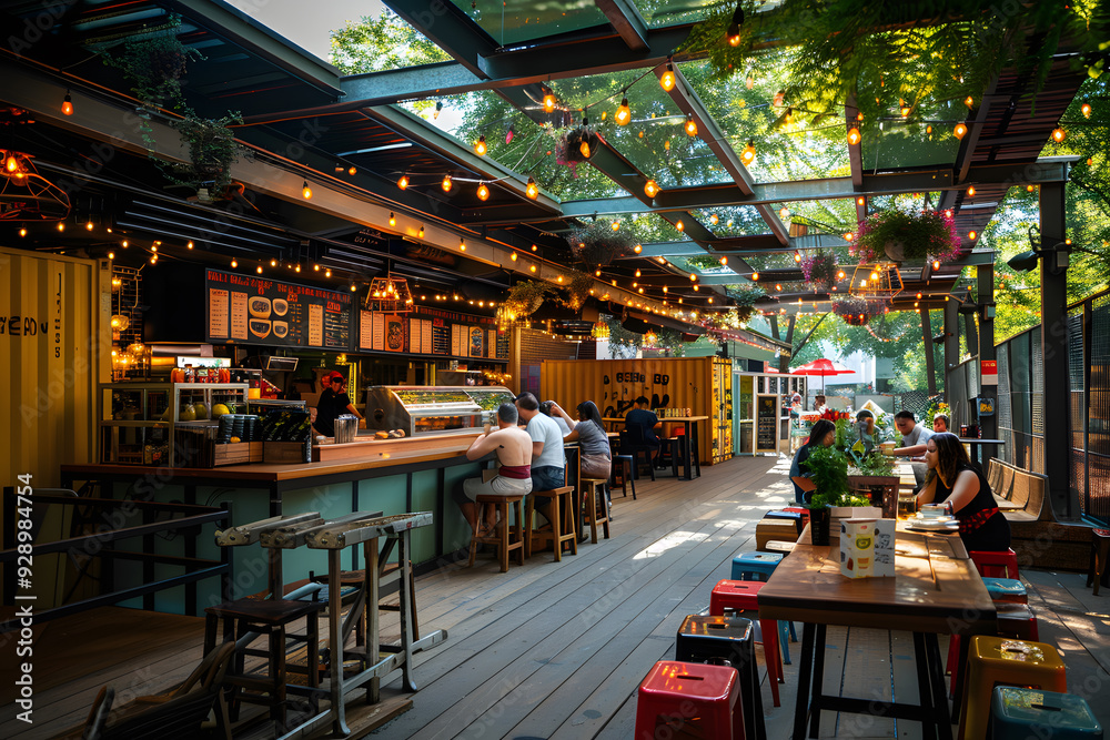 Urban cozy fast food cafe outdoor Urban cozy fast food cafe outdoor