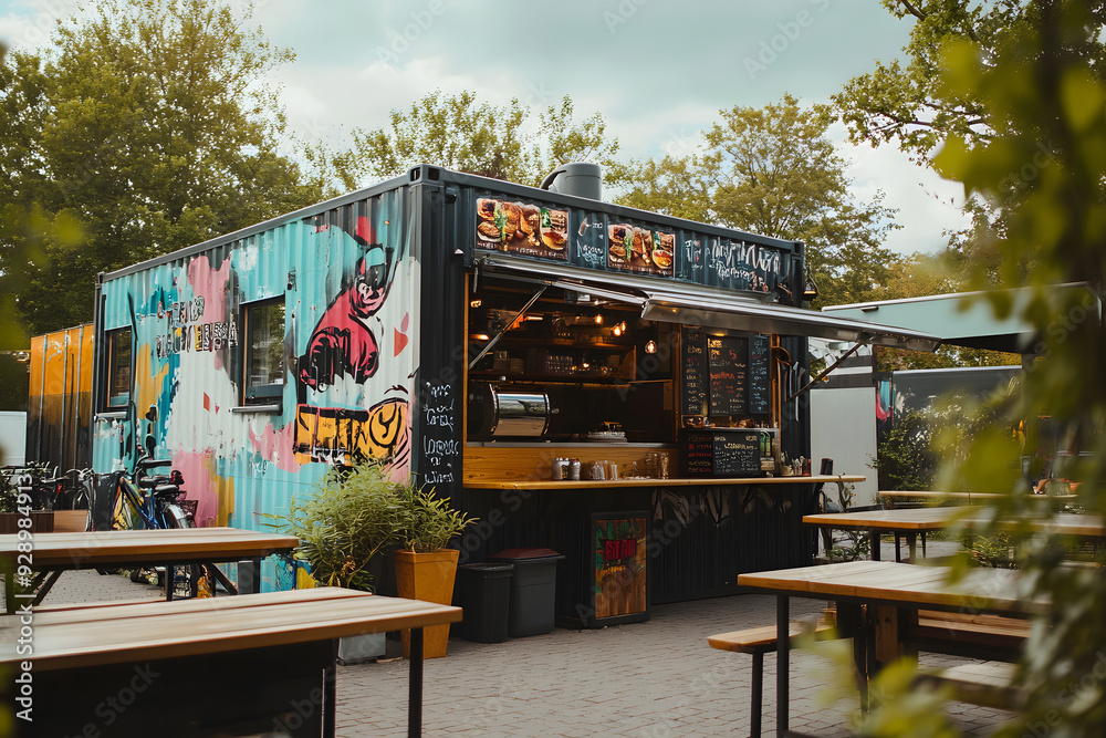 Obraz premium Urban cozy fast food cafe outdoor
