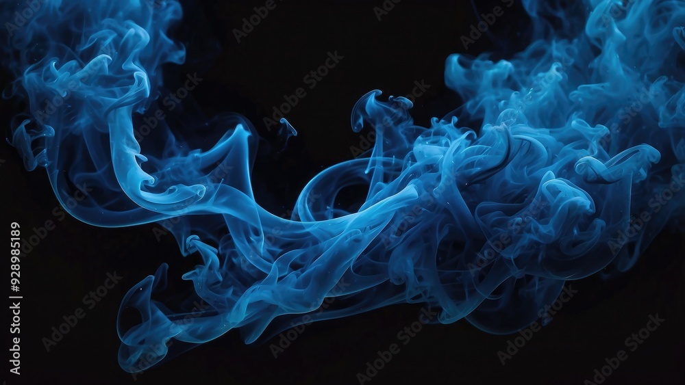 Electric blue smoke on a black background, mysterious and cool. Electric blue smoke on a black background, mysterious and cool.