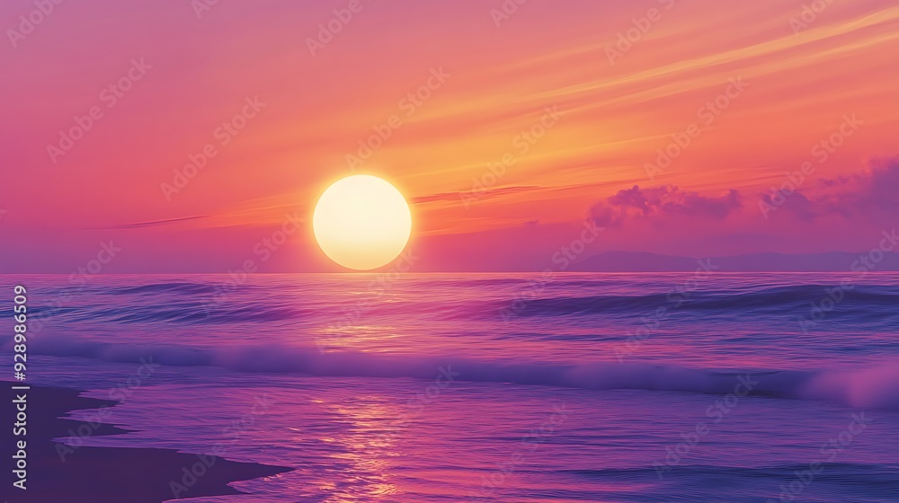 Fototapeta premium Sunset over the Ocean with a Bright, White Sun