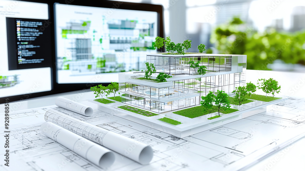 3D renders and plans of an eco friendly modern building, smart-building project 3D renders and plans of an eco friendly modern building, smart-building project