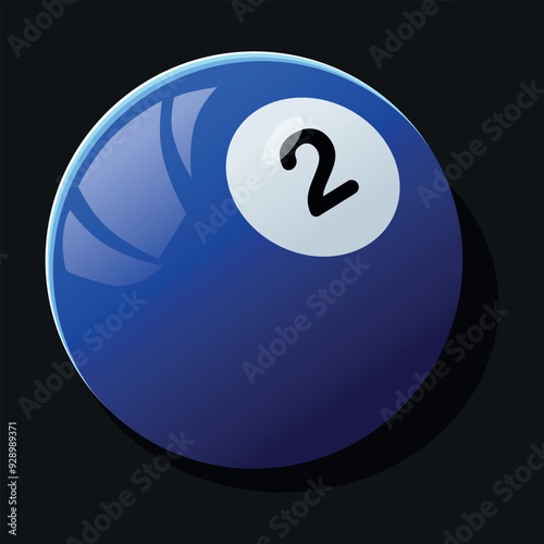 Illustration of a blue billiard ball with the number two