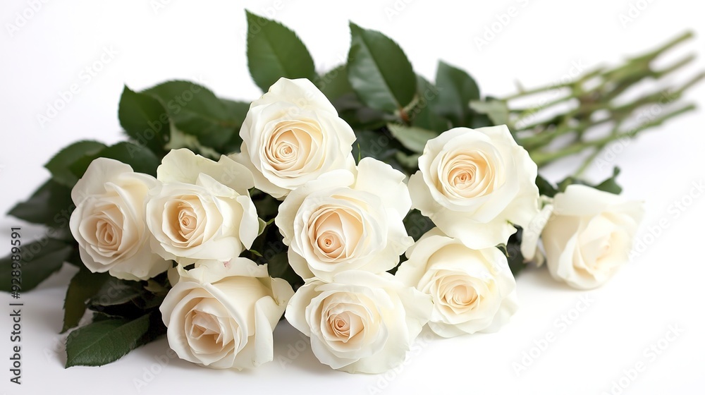A white rose bouquet with a white background A white rose bouquet with a white background