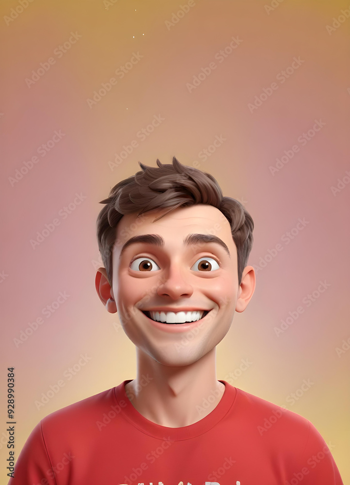 Animated portrait of a shocked man looking surprised and happy. Isolated on light purple background. Animated portrait of a shocked man looking surprised and happy. Isolated on light purple background.