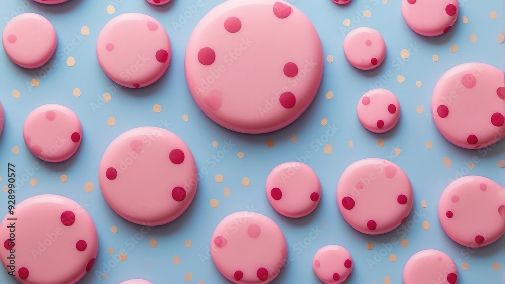 Pink polka dots on a light blue background, cute and fun. Pink polka dots on a light blue background, cute and fun.