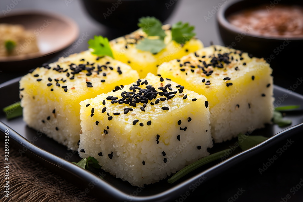 dhokla dish on the Indian table traditional food dhokla dish on the Indian table traditional food