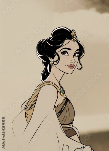 Stunning princess jasmine 8k photo in action cinematic
