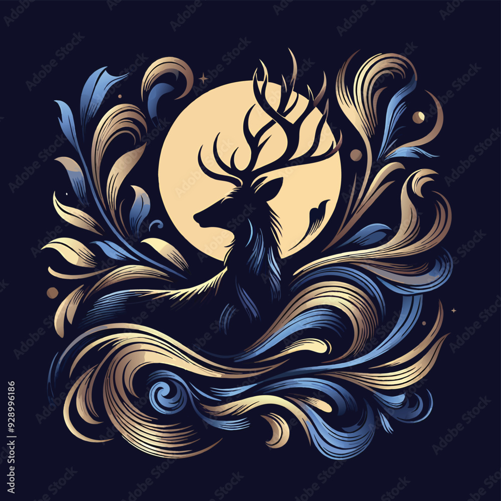 Fototapeta premium Deer vector silhouette illustrator Illustrator Artwork
