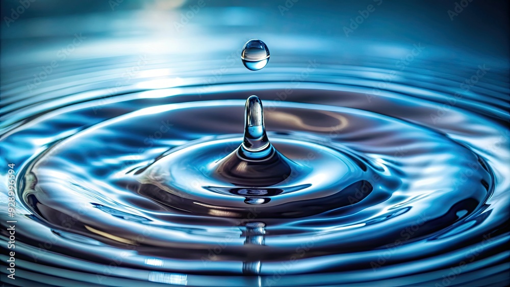 Close-up of a single water droplet captured in motion , liquid,macro, ripple, droplet, surface tension, purity, reflection, close-up Close-up of a single water droplet captured in motion , liquid,macro, ripple, droplet, surface tension, purity, reflection, close-up