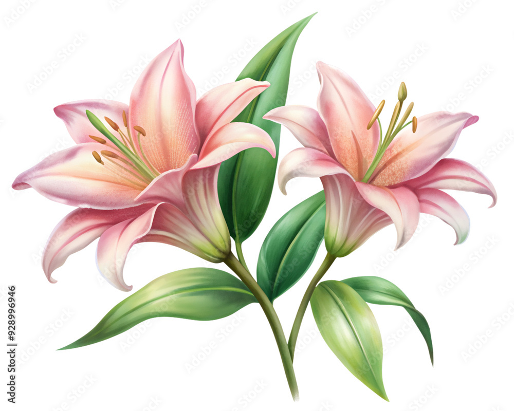 Lily Flowers with Leaves on Transparent Background - High-Resolution PNG Lily Flowers with Leaves on Transparent Background - High-Resolution PNG