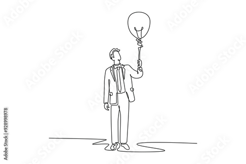 Starting a Business concept. Single line draw design vector graphic illustration.