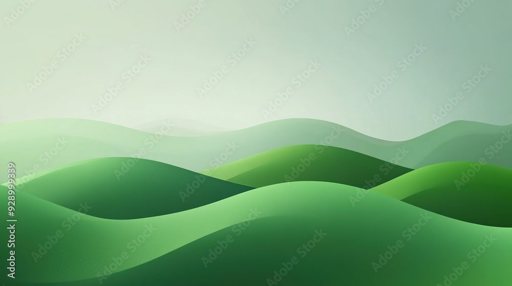 Serene Green Hillscape: A minimalist illustration of rolling green hills under a soft, hazy sky, evoking tranquility and natural beauty. Perfect for eco-friendly projects, travel brochures. Serene Green Hillscape: A minimalist illustration of rolling green hills under a soft, hazy sky, evoking tranquility and natural beauty. Perfect for eco-friendly projects, travel brochures.