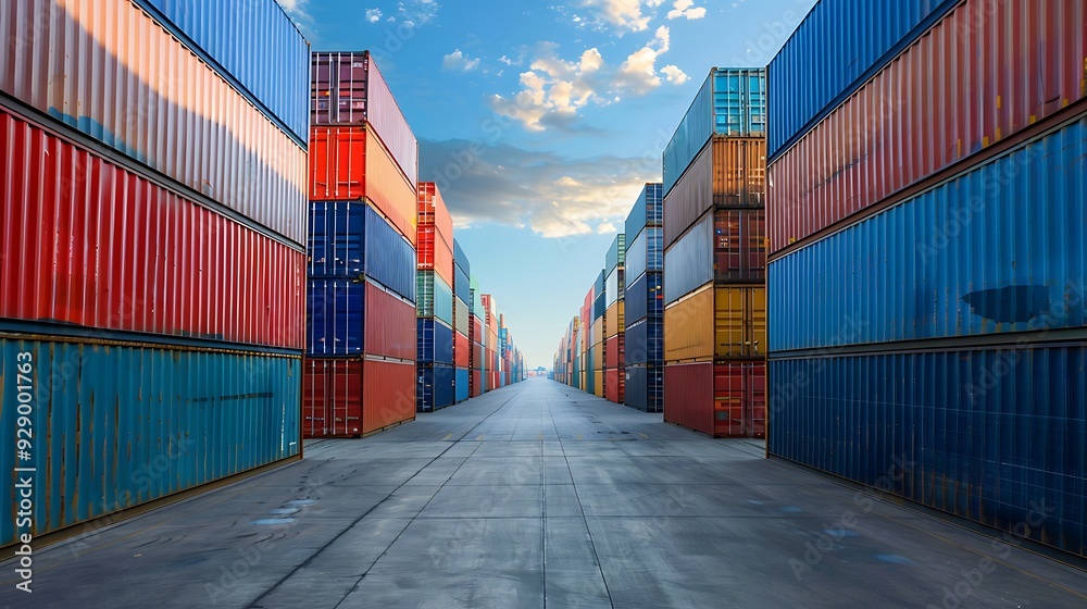 Fototapeta premium Industrial container yard for logistic import export business