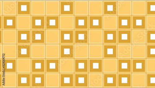 Golden square pattern background handmade prints on digital art concept, Generative AI.