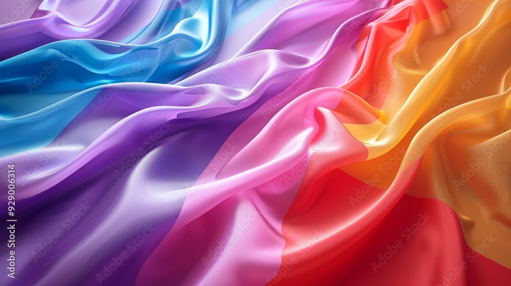 Obraz premium Colorful silk fabric draped elegantly with smooth flowing patterns in various shades