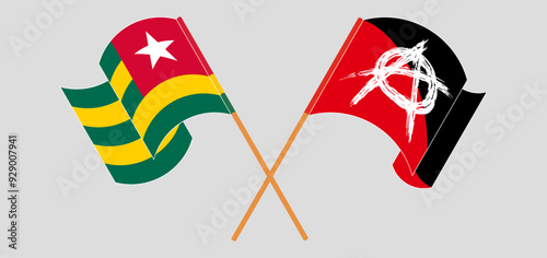 Crossed and waving flags of Togo and Anarchy
