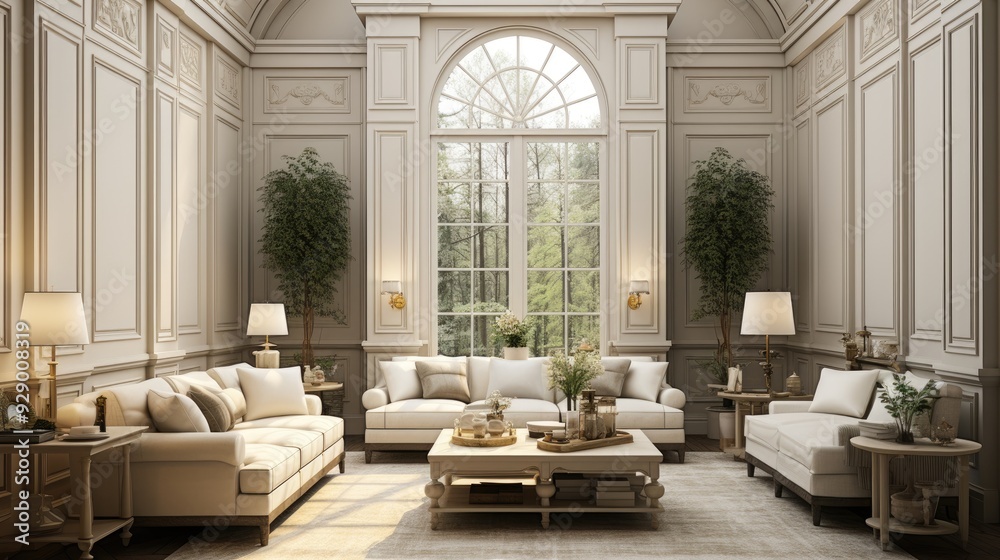Hampton style living room interior with frame mockup, 3d render Hampton style living room interior with frame mockup, 3d render
